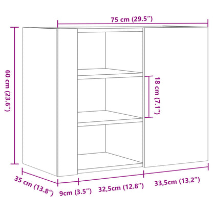 vidaXL Étagère murale gris Sonoma 75x35x60 cm bois d'ingénierie