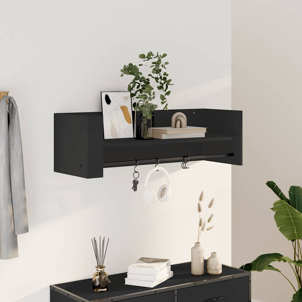vidaXL Étagère murale noire 100x35x30,5 cm, bois d'ingénierie