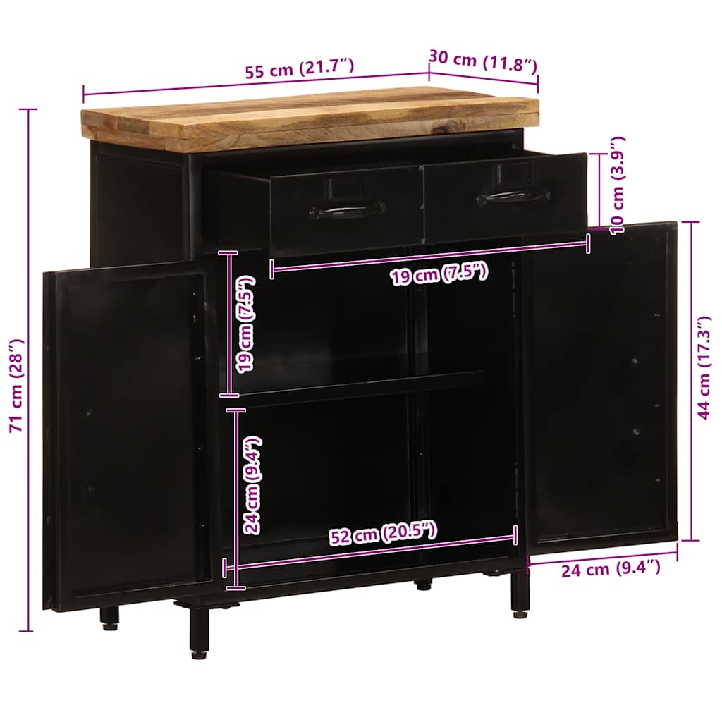 vidaXL Sideboard 55x30x71 cm Massivholz Mango