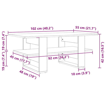 vidaXL Table basse gris béton 102x55x42 cm Bois d'ingénierie