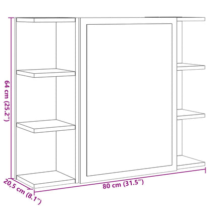 vidaXL Bad-Spiegelschrank Sonoma-Eiche 80x20,5x64 cm Holzwerkstoff