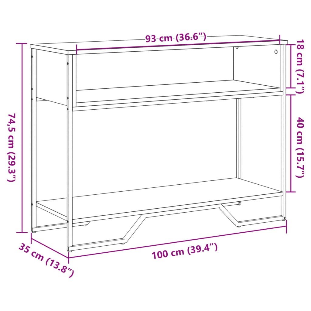 vidaXL Console imitation chêne marron 100x35x74,5 cm en bois d'ingénierie