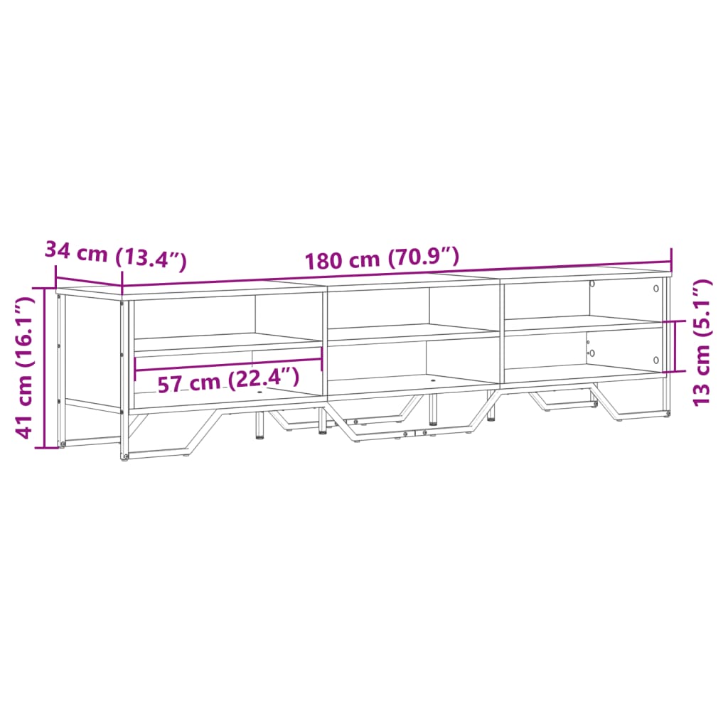 vidaXL TV-Schrank Schwarz 180x34x41 cm Holzwerkstoff
