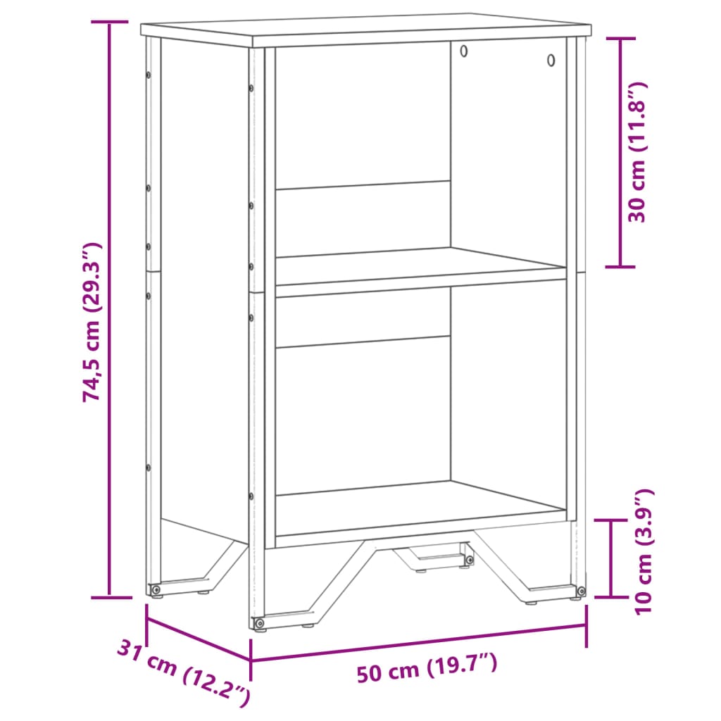 vidaXL Bücherregal Sonoma-Eiche 50x31x74,5 cm Holzwerkstoff