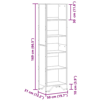 vidaXL Bücherregal Braun Eichen-Optik 50x31x169 cm Holzwerkstoff