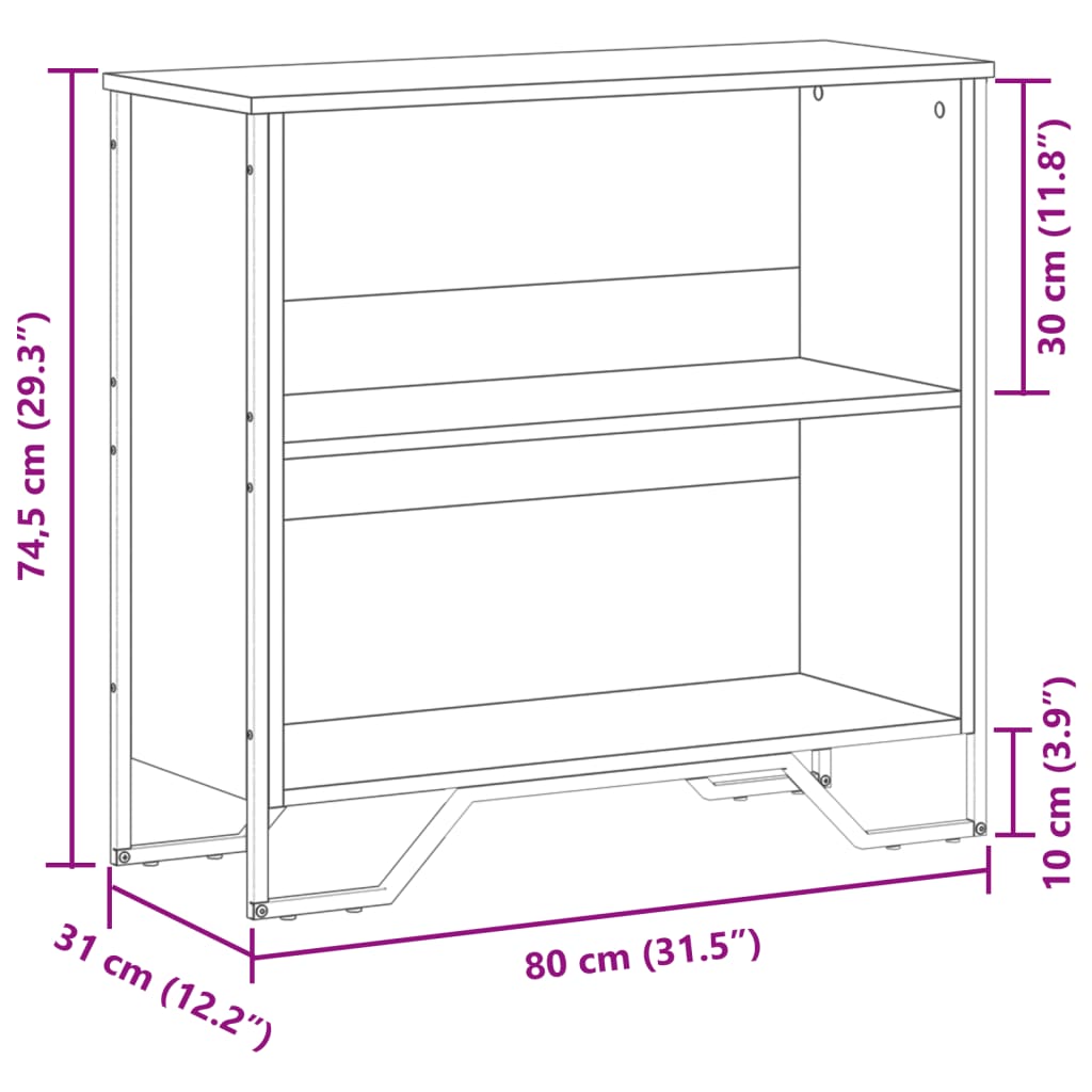 vidaXL Bücherregal Sonoma-Eiche 80x31x74,5 cm Holzwerkstoff