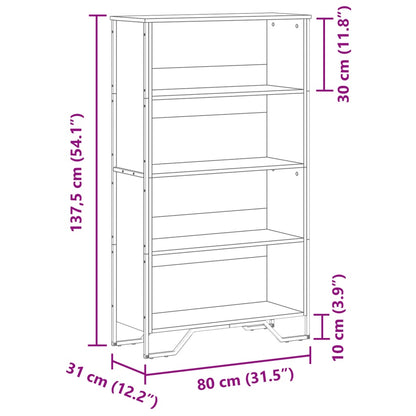 vidaXL Bücherregal Schwarz 80x31x137,5 cm Holzwerkstoff