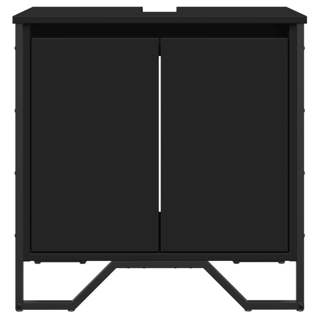 vidaXL Waschbeckenunterschrank Schwarz 60x35x60 cm Holzwerkstoff