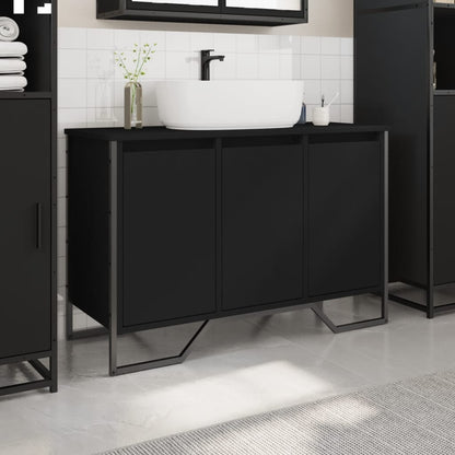 vidaXL Meuble sous lavabo noir 91x35x60 cm bois d'ingénierie
