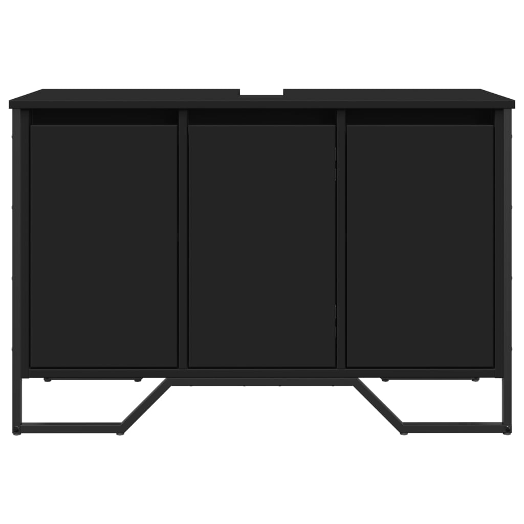 vidaXL Meuble sous lavabo noir 91x35x60 cm bois d'ingénierie