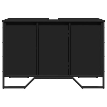 vidaXL Meuble sous lavabo noir 91x35x60 cm bois d'ingénierie