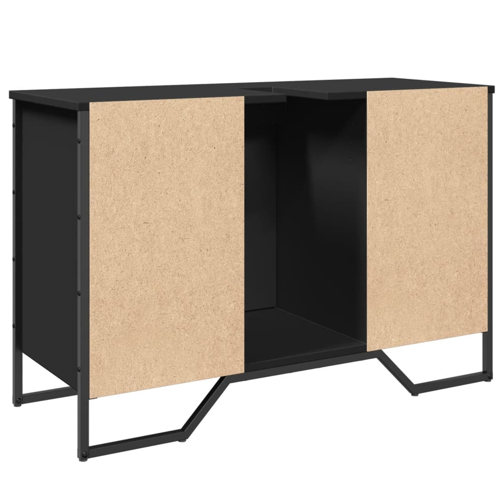 vidaXL Meuble sous lavabo noir 91x35x60 cm bois d'ingénierie
