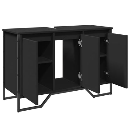 vidaXL Meuble sous lavabo noir 91x35x60 cm bois d'ingénierie