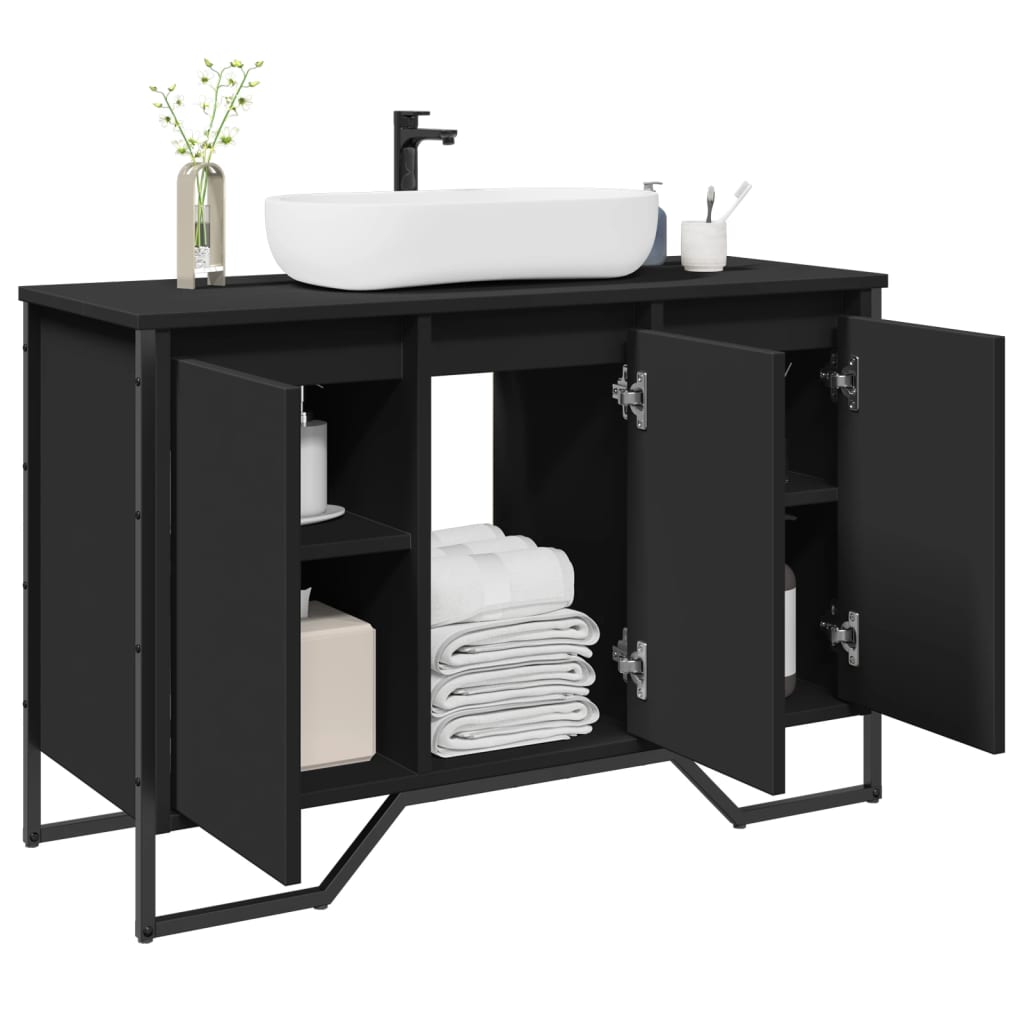 vidaXL Meuble sous lavabo noir 91x35x60 cm bois d'ingénierie