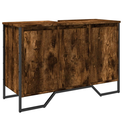 vidaXL Waschbeckenunterschrank Räuchereiche 91x35x60 cm Holzwerkstoff