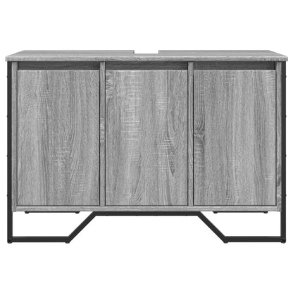 vidaXL Waschbeckenunterschrank Grau Sonoma 91x35x60 cm Holzwerkstoff