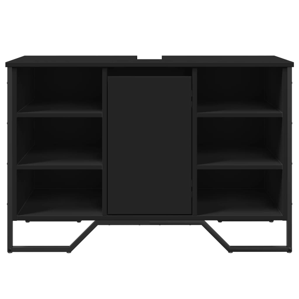 vidaXL Waschbeckenunterschrank Schwarz 91x35x60 cm Holzwerkstoff