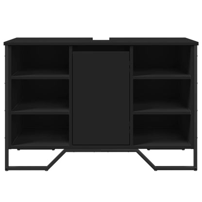 vidaXL Waschbeckenunterschrank Schwarz 91x35x60 cm Holzwerkstoff