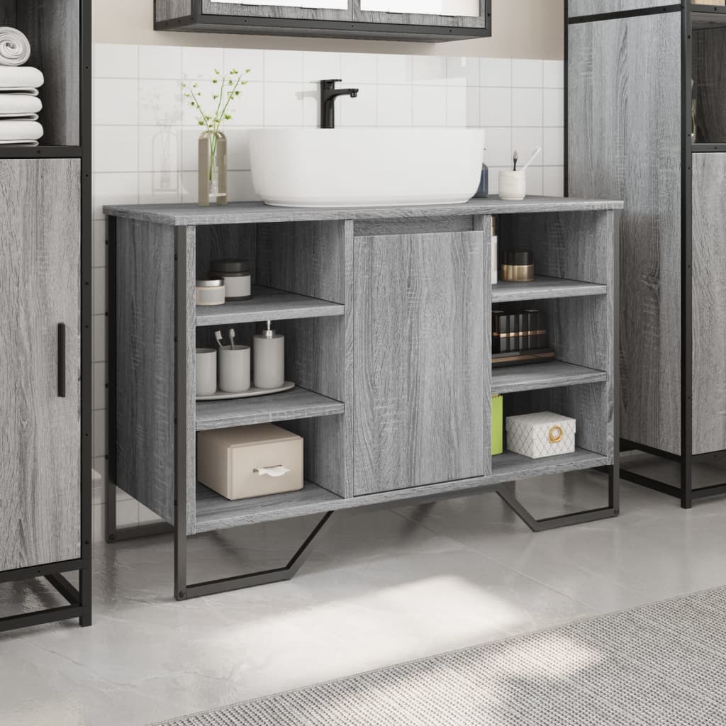 vidaXL Meuble sous-lavabo gris chêne sonoma 91x35x60 cm Bois d'ingénierie