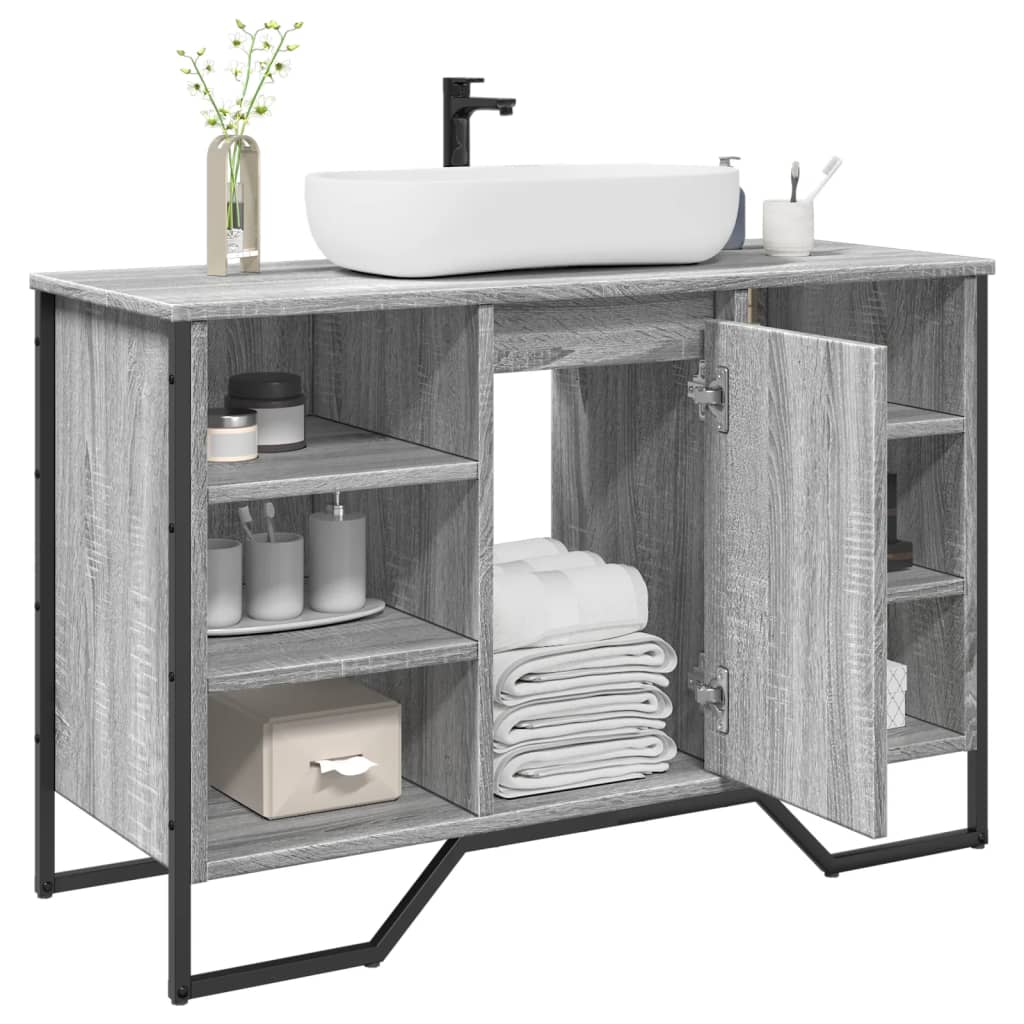 vidaXL Meuble sous-lavabo gris chêne sonoma 91x35x60 cm Bois d'ingénierie