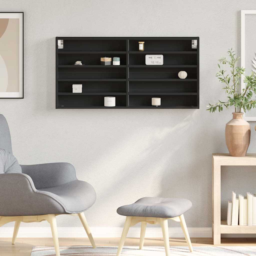 vidaXL Meuble vitrine noir 100x8,5x50 cm en bois d'ingénierie
