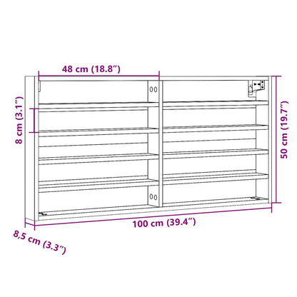 vidaXL Meuble vitrine noir 100x8,5x50 cm en bois d'ingénierie