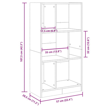vidaXL Bücherregal Betongrau 57x28,5x107,5 cm Holzwerkstoff