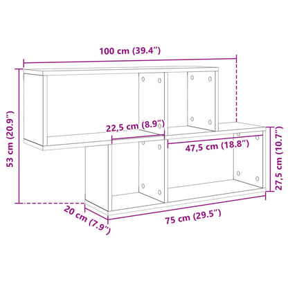 vidaXL Étagère murale Blanc 100x20x53 cm Bois d'ingénierie