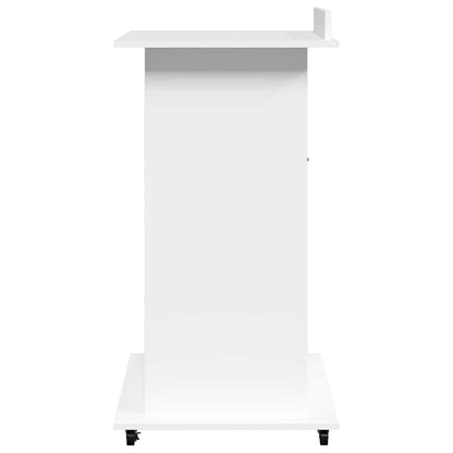 vidaXL Rednerpult mit Rollen & Schublade Weiß 55x55x107 cm