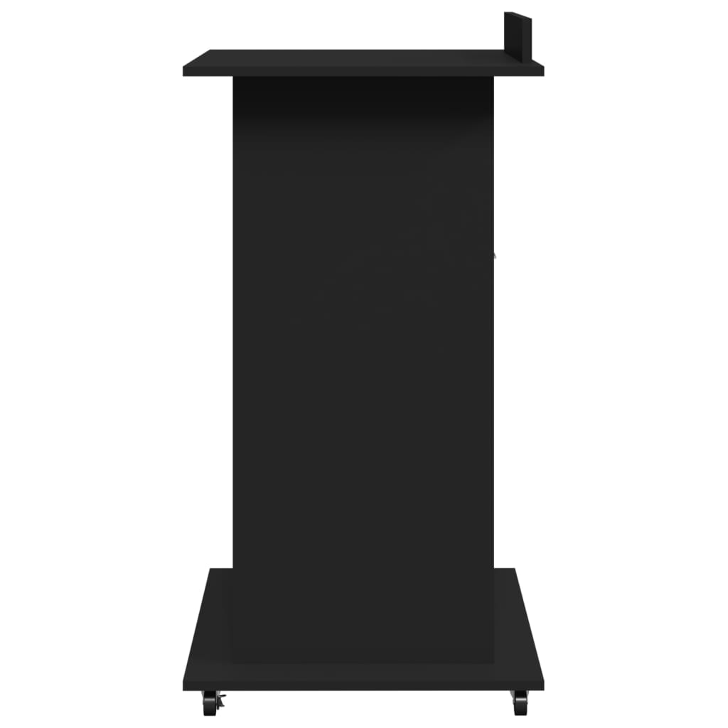 vidaXL Rednerpult mit Rollen & Schublade Schwarz 55x55x107 cm