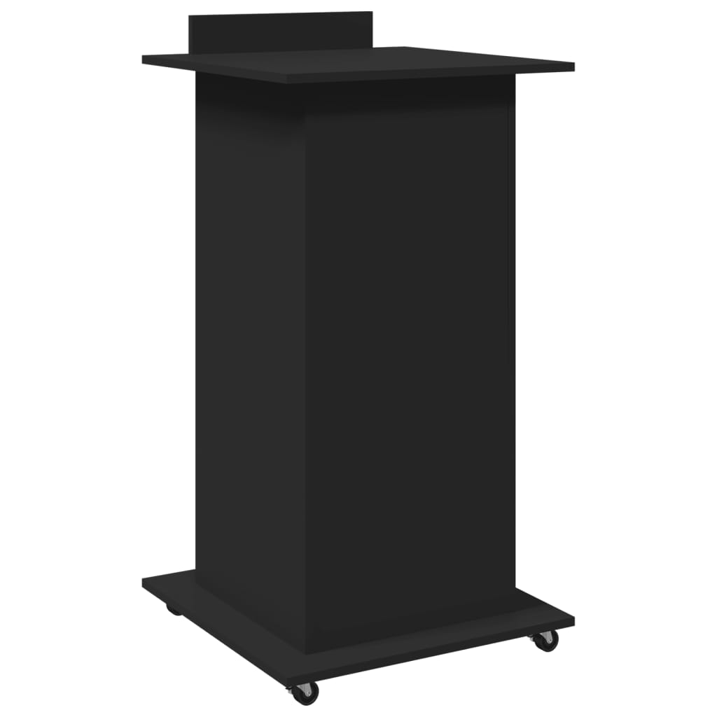 vidaXL Rednerpult mit Rollen & Schublade Schwarz 55x55x107 cm