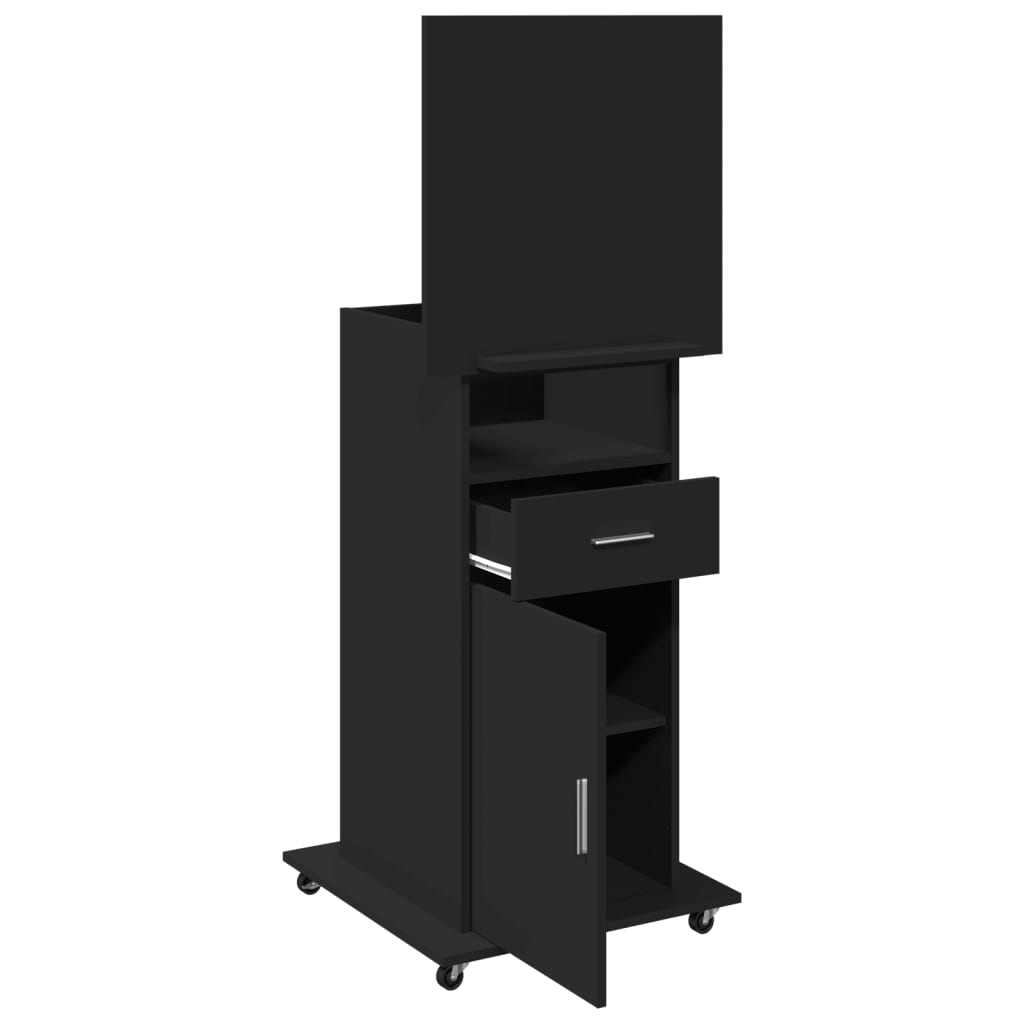 vidaXL Rednerpult mit Rollen & Schublade Schwarz 55x55x107 cm