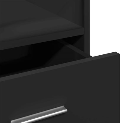 vidaXL Rednerpult mit Rollen & Schublade Schwarz 55x55x107 cm