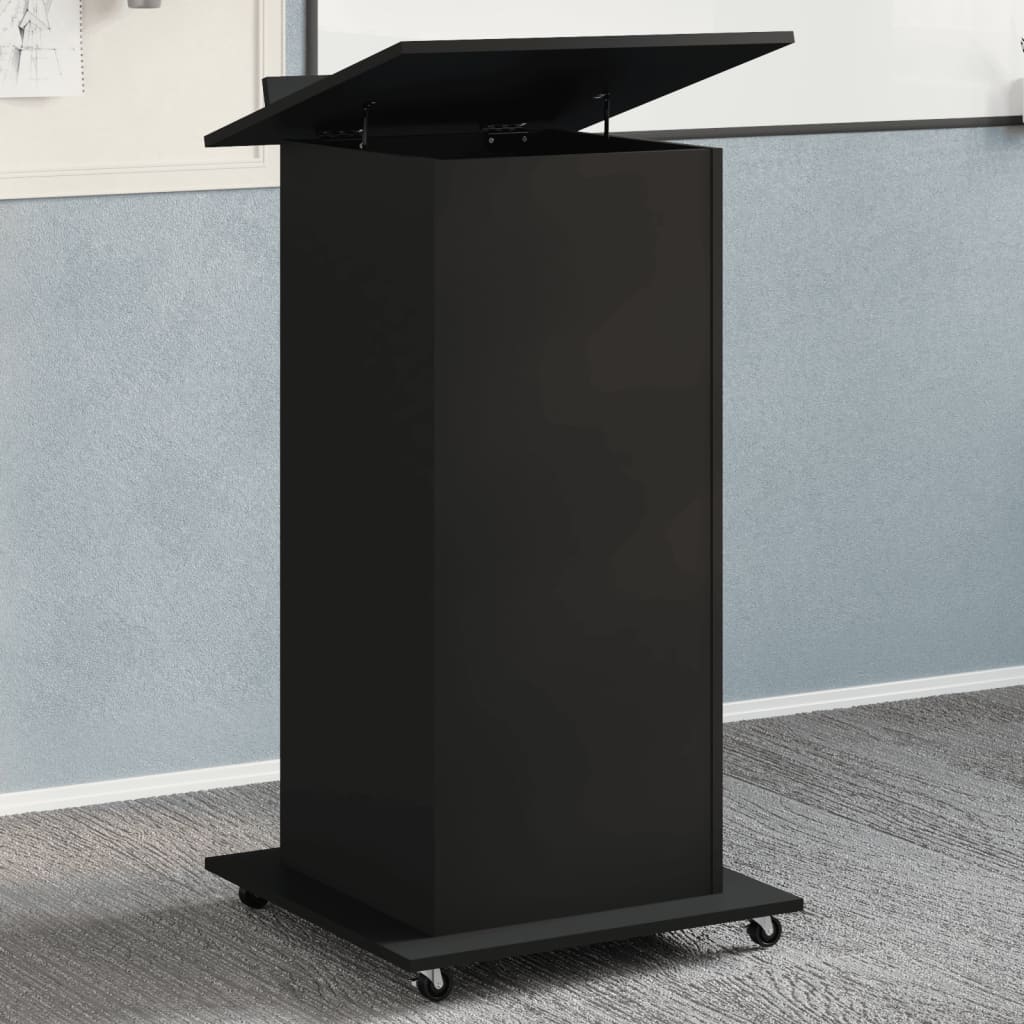 vidaXL Rednerpult mit Rollen & Schublade Schwarz 55x55x107 cm