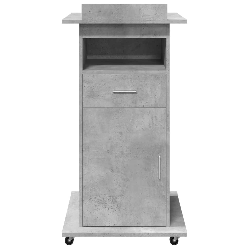 vidaXL Pupitre avec roulettes et tiroir Gris béton 55x55x107 cm
