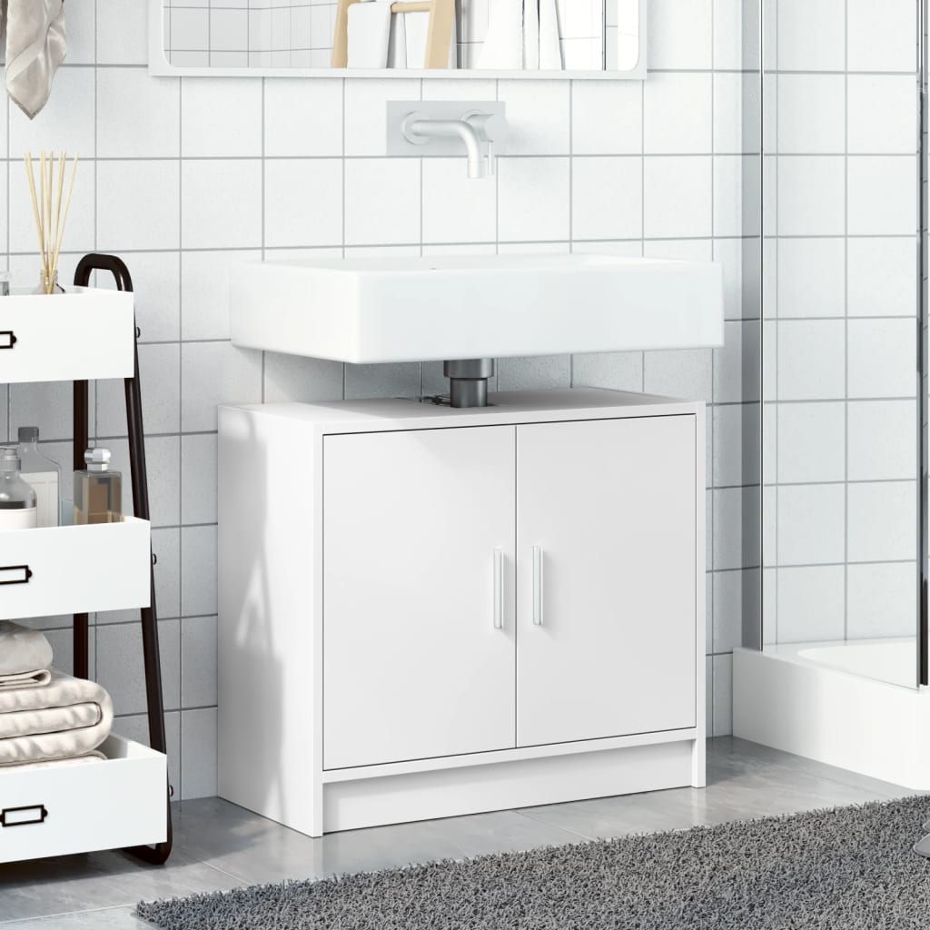 Meuble sous-lavabo vidaXL blanc 63x29x55 cm en bois d'ingénierie