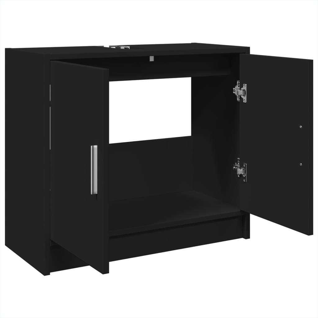 vidaXL Waschbeckenunterschrank Schwarz 63x29x55 cm Holzwerkstoff