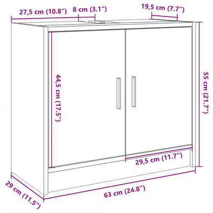 vidaXL Waschbeckenunterschrank Betongrau 63x29x55 cm Holzwerkstoff