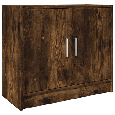 vidaXL Meuble sous-lavabo chêne fumé 63x29x55 cm Bois d'ingénierie