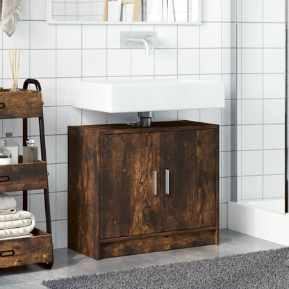 vidaXL Meuble sous-lavabo chêne fumé 63x29x55 cm Bois d'ingénierie