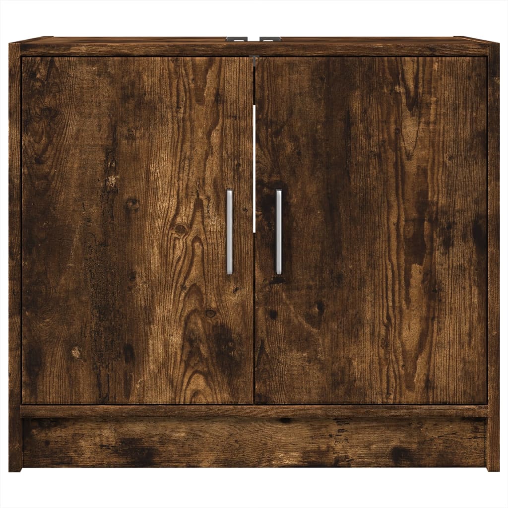 vidaXL Meuble sous-lavabo chêne fumé 63x29x55 cm Bois d'ingénierie