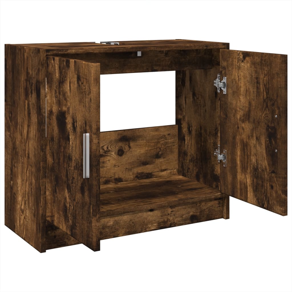 vidaXL Meuble sous-lavabo chêne fumé 63x29x55 cm Bois d'ingénierie