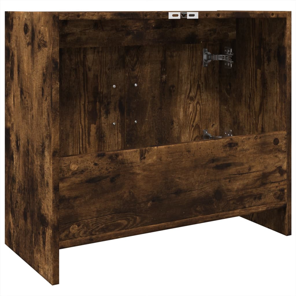 vidaXL Meuble sous-lavabo chêne fumé 63x29x55 cm Bois d'ingénierie