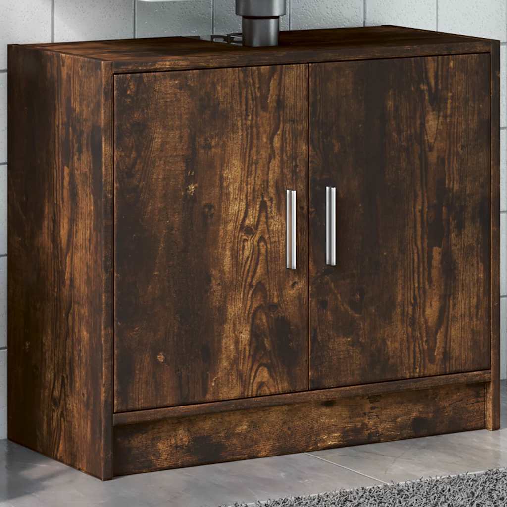 vidaXL Meuble sous-lavabo chêne fumé 63x29x55 cm Bois d'ingénierie