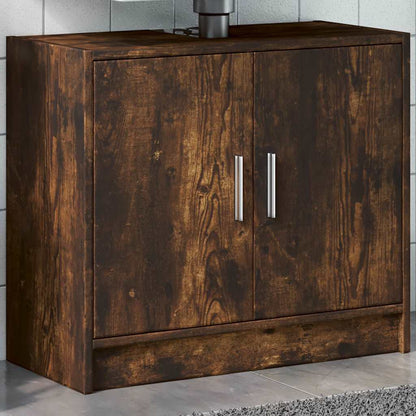 vidaXL Meuble sous-lavabo chêne fumé 63x29x55 cm Bois d'ingénierie