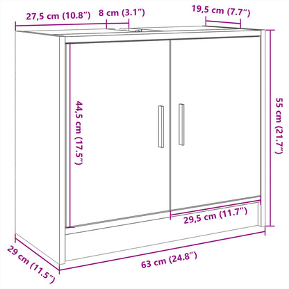 vidaXL Waschbeckenunterschrank Grau Sonoma 63x29x55 cm Holzwerkstoff