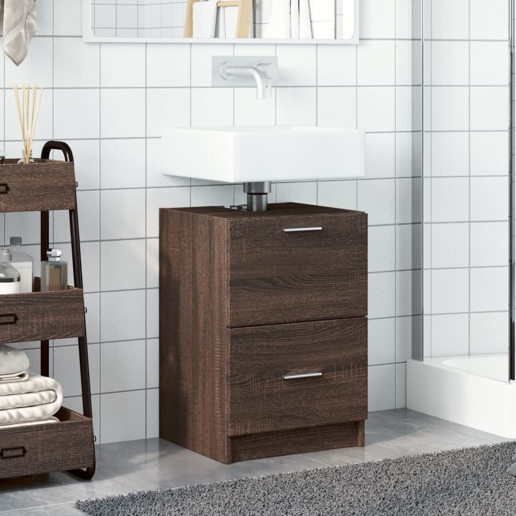 vidaXL Waschbeckenunterschrank Braun Eichen-Optik 40x37x59 cm
