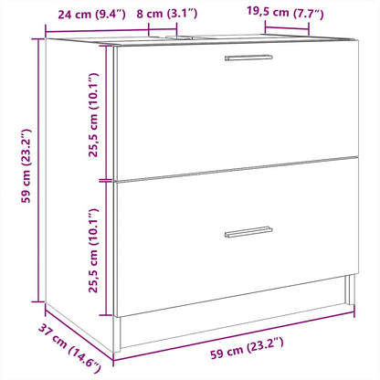 vidaXL Waschbeckenunterschrank Weiß 59x37x59 cm Holzwerkstoff