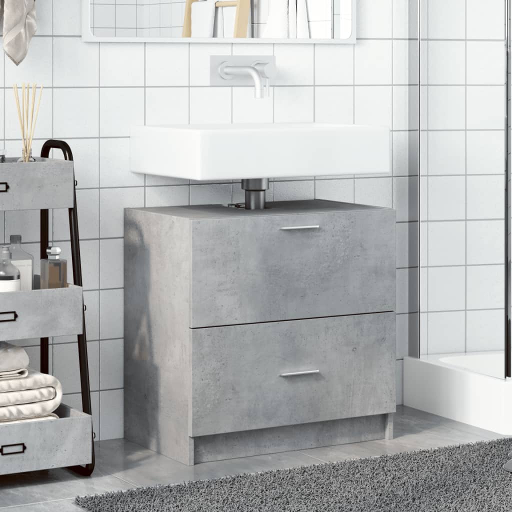 vidaXL Waschbeckenunterschrank Betongrau 59x37x59 cm Holzwerkstoff