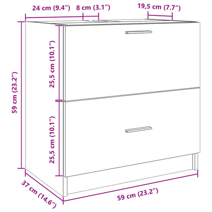 vidaXL Waschbeckenunterschrank Betongrau 59x37x59 cm Holzwerkstoff
